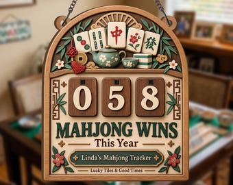 Personalized Mahjong Wins Tracker, Mahjong Score Counter Sign, Custom Game Night Gift, Mahjong Lover Gift, Yearly Win Tracker