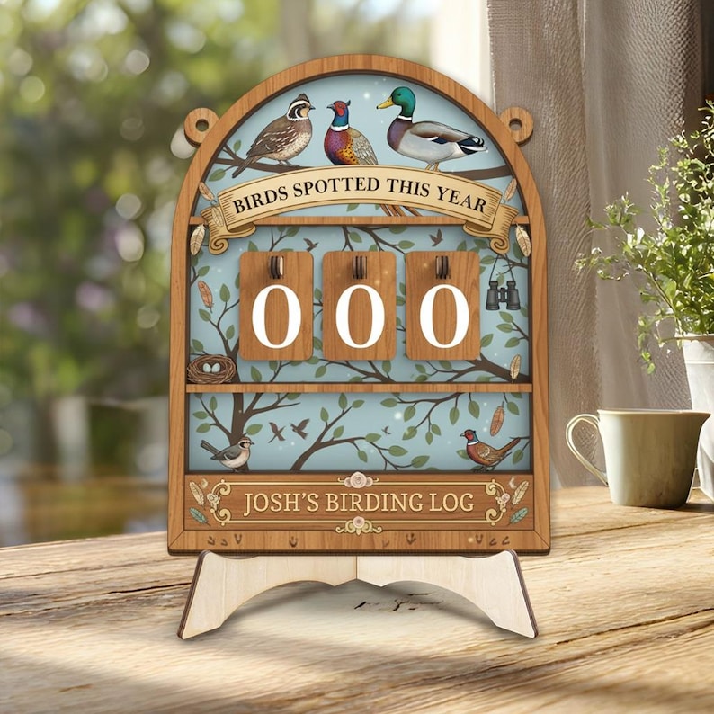 Personalized Bird Tracking Sign, Custom Birdwatching Log, Wooden Flip ...