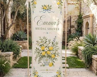 Lemon Bridal Shower Welcome Banner, Italian Citrus Party Decor, Personalized Bride Celebration Sign, Mediterranean Theme