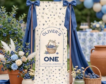 Little Blueberry First Birthday Banner, Blueberry First Birthday Welcome Sign, Berry Theme 1st Birthday Decor, Personalized Birthday