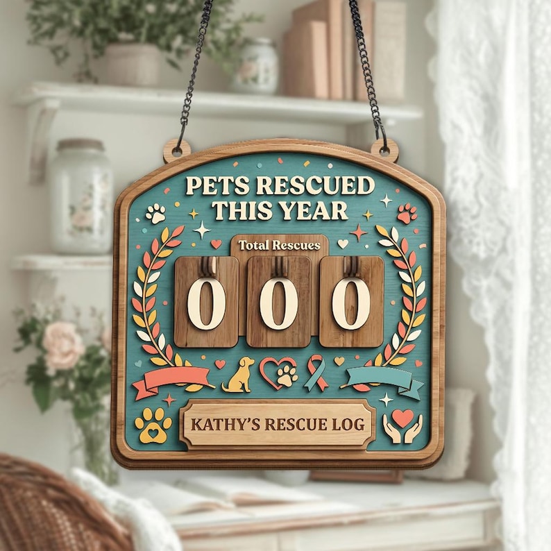 Personalized Pet Rescue Tracker Sign, Pets Rescued Counter Board ...