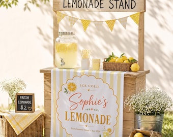 Personalized Lemonade Stand Banner, Summer Lemonade Party Decor, Kids Lemonade Stand Sign, Backyard Market Banner