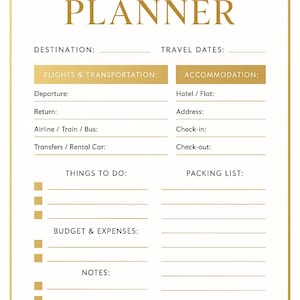 Travel Planner Printable Digital Download, Ultimate Travel Itinerary Organizer for Vacation Planning, Travel Enthusiast Gift