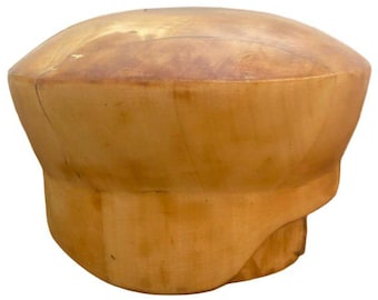 Vintage Wooden Hat Block – Rare Millinery Mold for Women’s Hats, Size 56–57, Solid Linden Wood