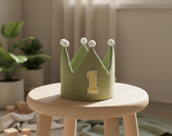 Baby First Birthday Crown, Embroidered Number 1, Cake Smash Photo Prop
