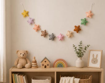 Star Garland Nursery Decor, Felt Star Banner, Baby Room Wall Decor, Crib Garland, Playroom Decor, Baby Shower Gift