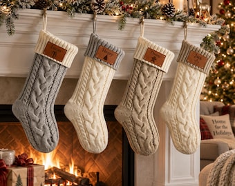 Cable Knit Pet Christmas Stocking, Custom Name Holiday Decor