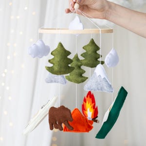 Camping baby mobile, Mountain theme baby mobile,National park baby mobile,Forest nursery mobile,Nature crib mobile,Woodland baby crib mobile