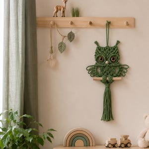 Handmade Macrame Owl Wall Hanging, Boho Nursery Decor, Woodland Art, Baby Room Display