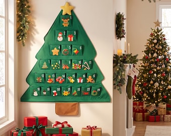 Christmas Tree Advent Calendar, Oxford Cloth Christmas Countdown, 24 Pocket Holiday Calendar, Kids Christmas Decor, Reusable Advent