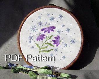 花のPDFパターン、手刺繍パターン、花束刺繍パターン、デジタルダウンロード、刺繍枠アート、デザイン刺繍