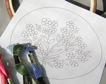 花のPDFパターン、手刺繍パターン、花束刺繍パターン、デジタルダウンロード、刺繍枠アート、ホームデコレーション