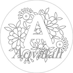 Blommanpassat handbroderi, monogrambroderimönster, PDF-mönster, digital nedladdning, ringkonst, designbroderi, speciell gåva
