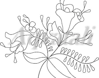 Flower PDF Pattern, Flower Home Decor Design Embroidery, Hand Embroidery Pattern, Floral Embroidery Pattern, Digital Download, Hoop Art