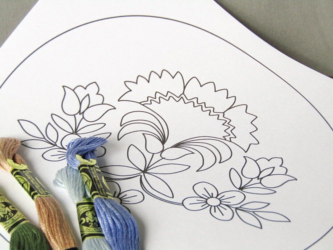 PDF Pattern Digital Download, Flower Hand Embroidery Pattern, Floral ...