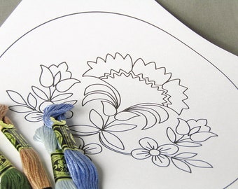 PDF Pattern Digital Download, Flower Hand Embroidery Pattern, Floral Bouquet  Embroidery Pattern, Embroidery Hoop Art, Design Embroidery