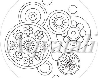 Cirсles Embroidery Pattern, Mandala Meditative Stitching, Embroidered Hoop Art, Boho Hand Embroidery, PDF Pattern, Digital Download