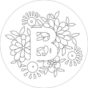 Diseño de bordado de la letra B, monograma bordado a mano, patrón en PDF, descarga digital, arte de aro, patrón de bordado, regalo especial