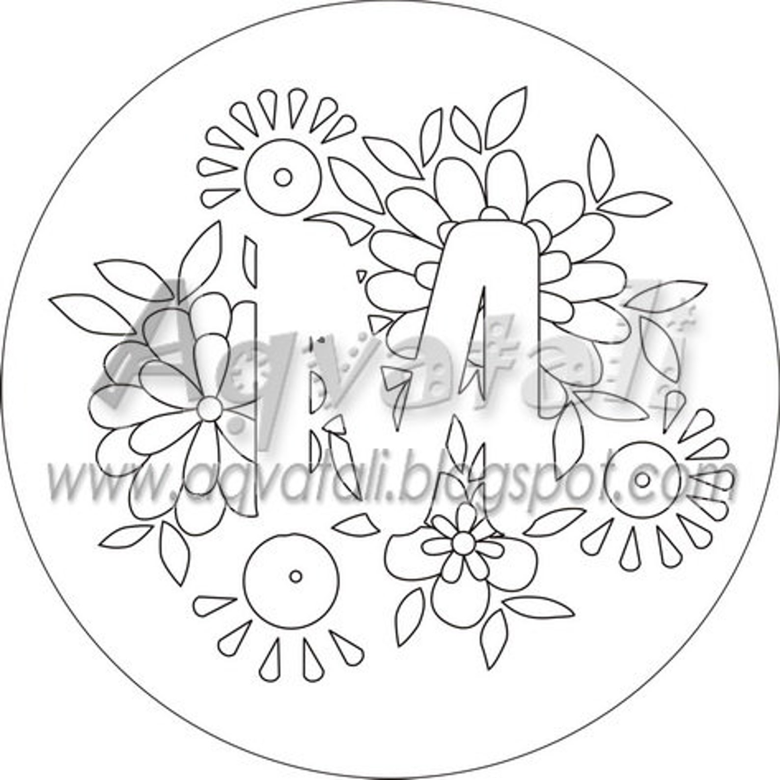 Letter M Embroidery Design, PDF Pattern, Hand Embroidery Monogram, Digital Download, Hoop Art