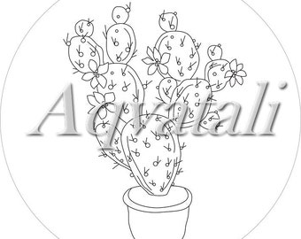 Big Cactus PDF Pattern, Flowers Cactus Embroidery Pattern, Cactus Design Embroidery, Boho Embroidery, Digital Download, Hoop Art, Home Decor