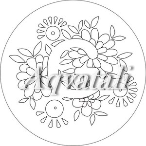 Blombroderi, Monogram G Personligt Broderimönster, PDF-mönster, Digital Nedladdning, Hoop Art, Designbroderi, Bokstaven G