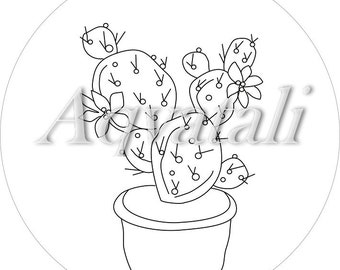 Cactus PDF Pattern, Flowers Embroidery Pattern, Boho Hand Embroidery, Digital Download, Hoop Art, Cactus Design Embroidery, Home Decor