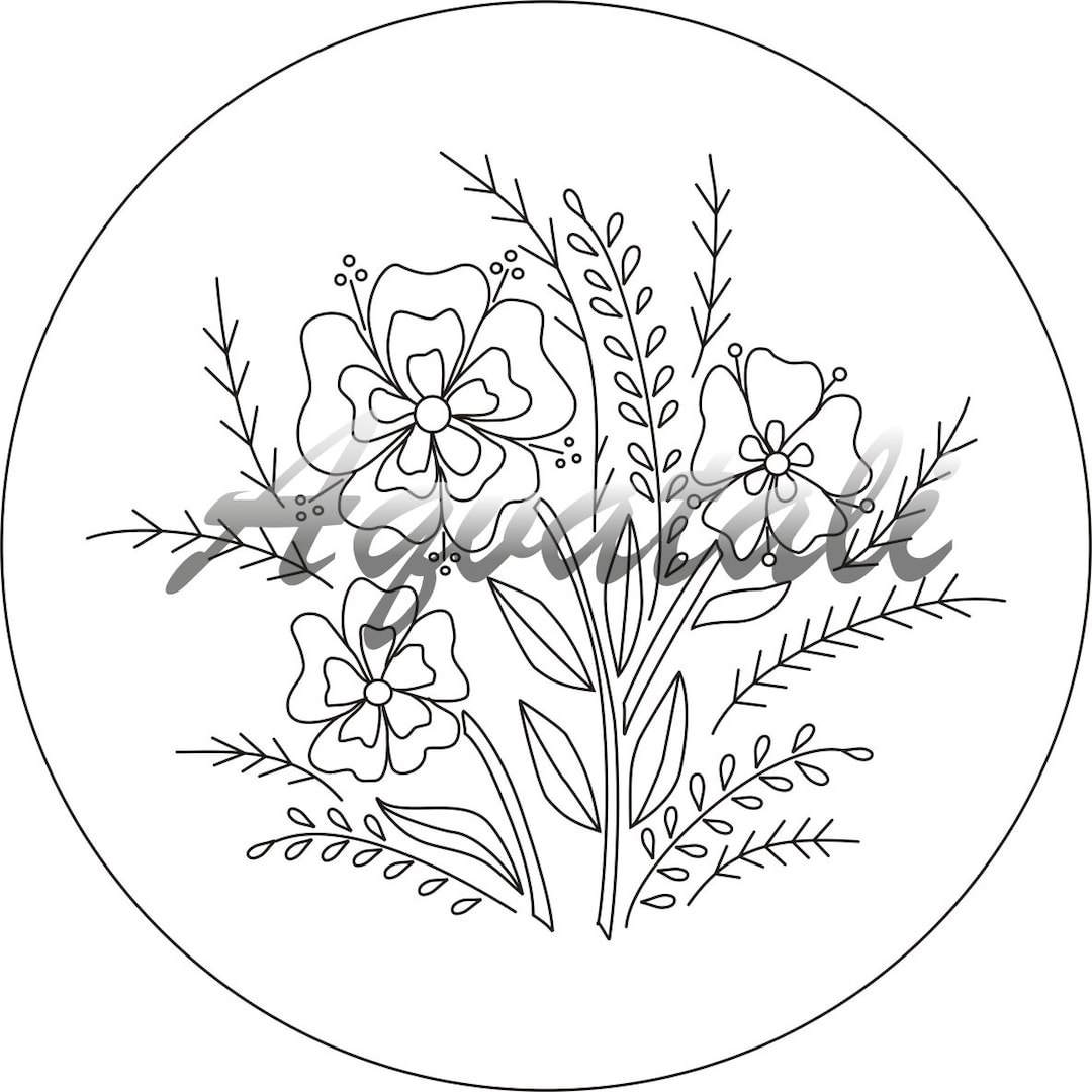 Floral Bouquet Embroidery Pattern, PDF Pattern, Flower Hand Embroidery ...