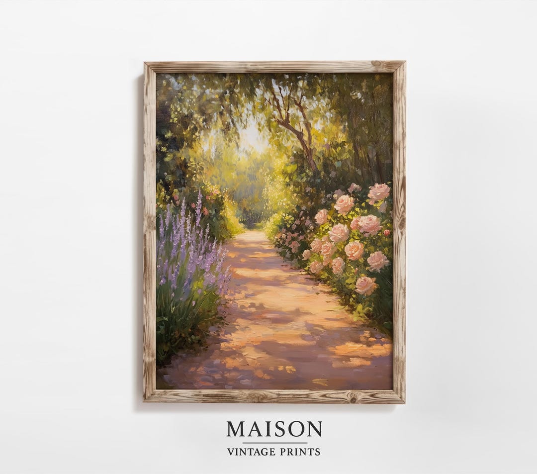 Sunlit Garden Pathway Printable - Romantic Cottagecore Landscape With ...