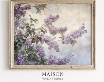 Vintage Lilac Botanical Print - Cottagecore Floral Wall Art (Digital Download)
