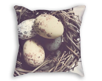 Nest Pillow, Bird Eggs Pillow, Nest Pillowcase, Cottagecore Pillow, Nest Pillow Cover, Bird Nest Pillow, Bird Nest Square Pillow Cover