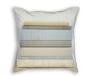 Stacked Books Pillow Cover: Polyester Fleece Book Decor