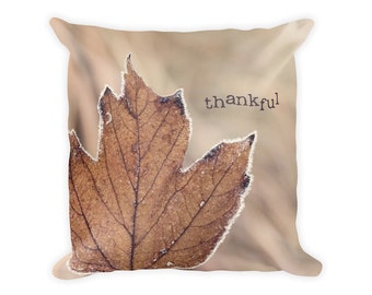 Thankful Pillow Cover, Autumn Pillow, Thanksgiving Pillow Cover, Thanksgiving Pillow, Thankful Pillow, Farmhouse Fall Pillow, Leaf Pillow