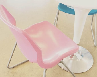 Chair Art Photography, Mod Art Print, Chair Print, Pink Cafe Print, Pink Art, Pastel Print, Kitchen Art, Pink and Blue Wall Art, Chair Art