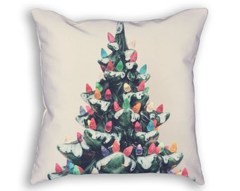 Vintage Christmas Tree Pillow Cover, Ceramic Christmas Tree Pillowcase, Ceramic Tree, Christmas Tree Pillow, Vintage Christmas Tree Decor