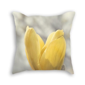 Yellow and Gray Pillow Yellow Floral Pillow, Yellow and Gray Decor, Gray and Yellow Pillowcase Gray and Yellow Pillow Cover, Magnolia Pillow