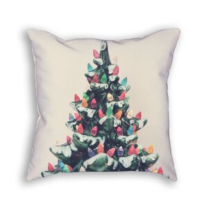 Vintage Christmas Tree Pillow Cover, Ceramic Christmas Tree Pillowcase, Ceramic Tree, Christmas Tree Pillow, Vintage Christmas Tree Decor image 1