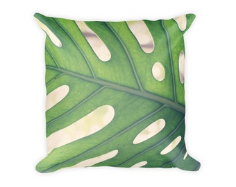 Monstera Pillow, Tropical Pillow Cover, Monstera Leaf Pillow Cover, Monstera Decor, Green Leaf Decor, Tropical Pillowcase, Botanical Pillow