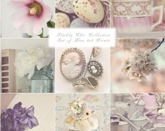 Cottagecore Pastel Photography Print Set: Shabby Chic Gallery Wall Art (5x5)