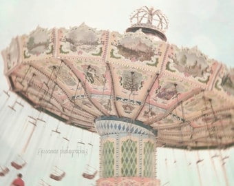 Carnival Art, Carnival Dreams, Carnival Swing Art, Pastel Nursery Art, Whimsical ,Fair Ride Photography, Baby Nursery, Girls Room, Carnival