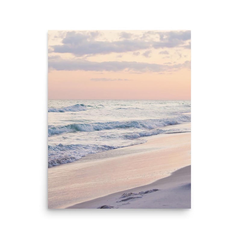 Pink Sunset Beach Art Print: Coastal Photography image 1