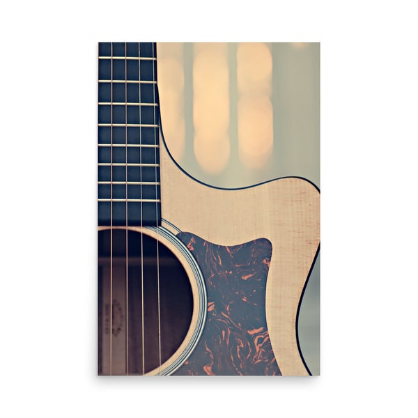 Guitar Print, Acoustic Guitar Photography, Guitar Strings Art, Guitar Art, Large Guitar Print, Guitar Poster, Guitar Decor, Guitar Gift