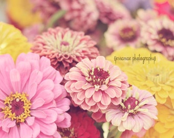 Zinnia Photography Print, Zinnia Art, Colorful Flower Print, Cheerful Print, Bouquet Print, Floral Photography, Zinnia Print, Farmers Market