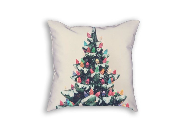 Vintage Christmas Tree Pillow Cover, Ceramic Christmas Tree Pillowcase, Ceramic Tree, Christmas Tree Pillow, Vintage Christmas Tree Decor image 1