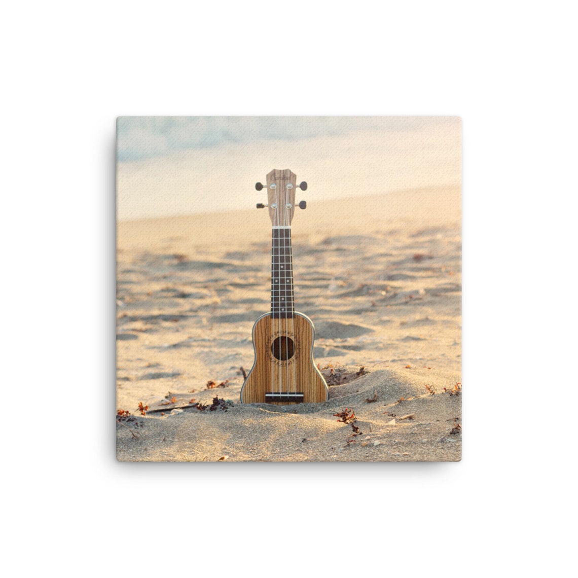 Ukulele Photography, Ukulele Canvas Wrap, Beach Canvas Art, Ocean