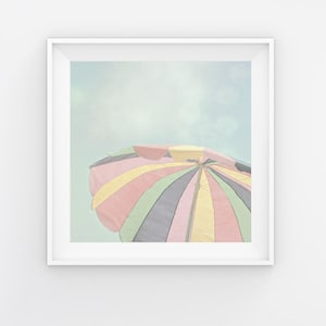 Beach Umbrella Art, Beach Print, Pastel Beach Photography, Beach Umbrella Print, Beach Scene, Beach Decor, Umbrella Art, Summer Print Art