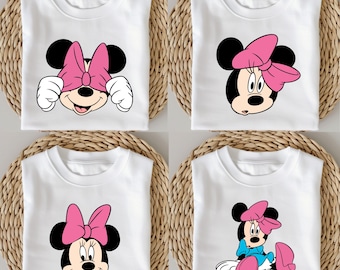 Minnie Bow Faces Svg Bundle, Cute Minnie Clipart for Shirts and Crafts, Pink Bow Minnie Png, Digital Download