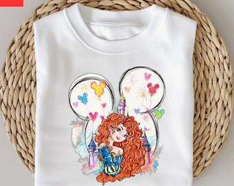 Mérida PNG, Orejas de Minnie en el Castillo de la Princesa, Arte Digital de Mérida Valiente, Diseño de Fuegos Artificiales en Parque Temático, PNG Imprimible, Descarga Instantánea