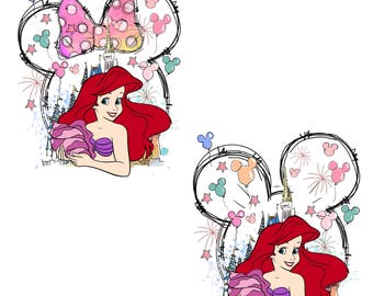 Ariel Castle Balloons Png, Magic Kingdom Mouse Ears Printable, Little Mermaid Birthday Art, Instant Digital Download