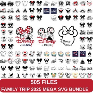 Family Trip 2025 Svg Bundle, Matching Vacation Ears, Mickey Minnie Cut Files, Cricut Silhouette Designs, Digital Download