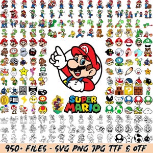 950+ Super Mario Bundle – Mario Bros Svg Clipart, Luigi Png Designs, Mario Fonts, Retro Gaming Icons, Layered Files for Cricut & Print